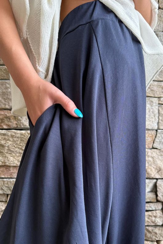 Oscar Asymmetric Hareem Skirt Pant Ink Navy